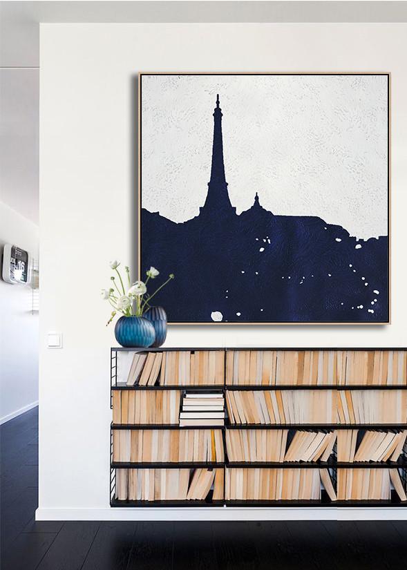 Navy Blue Minimalist Painting #NV191A - Click Image to Close